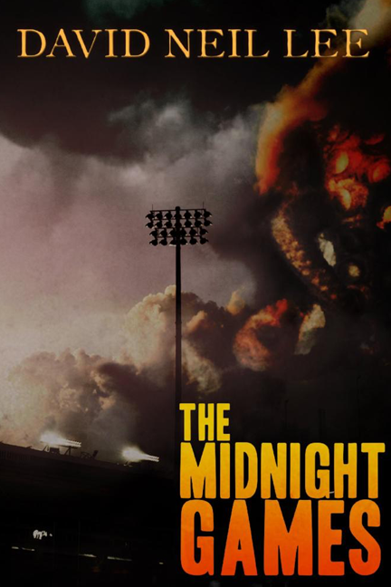 The Midnight Games cover: A floodlight above a football stadium with clouds gathering in the background. One of the clouds looks like a tentacle.