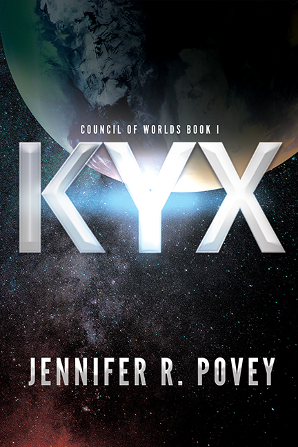 Kyx: Council of Worlds Book 1 by Jennifer R. Povey. Cover shows a planet in space.